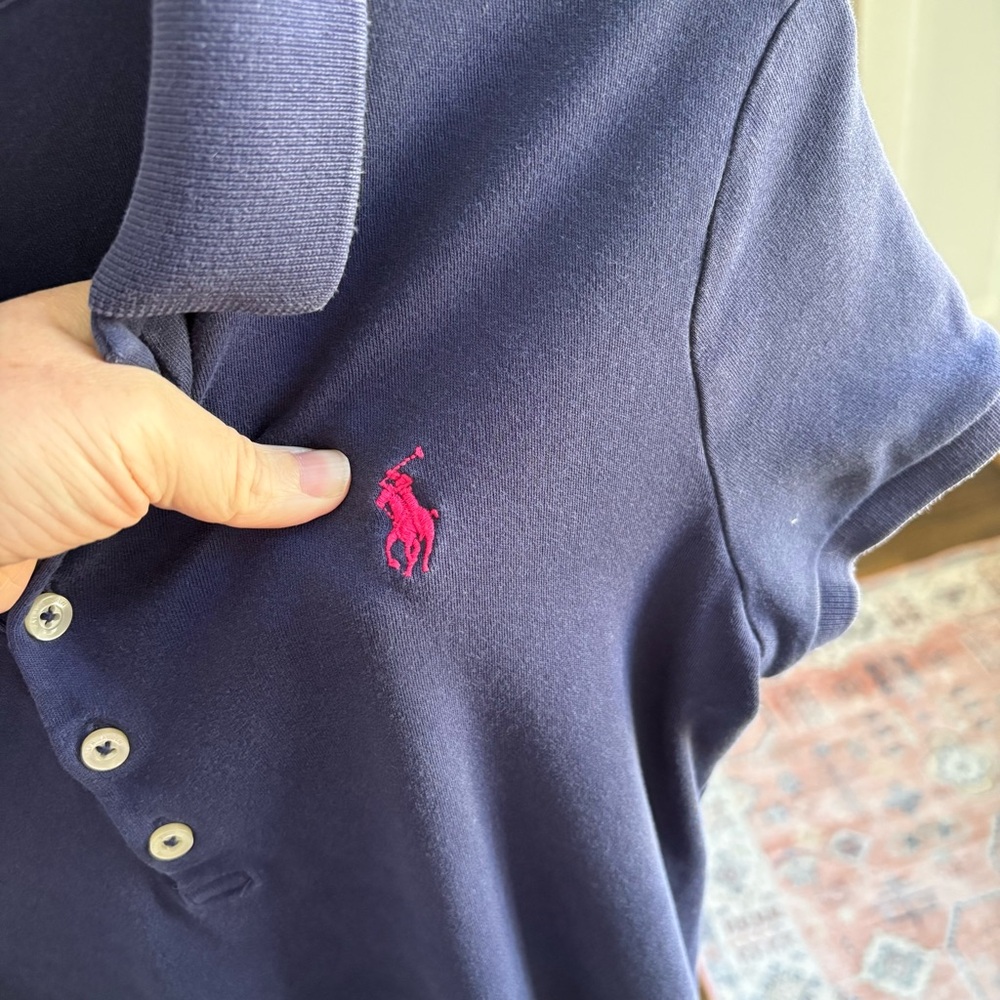 Ralph Lauren Navy Polo Dress with Pink Pony Emblem - Picture 3 of 6